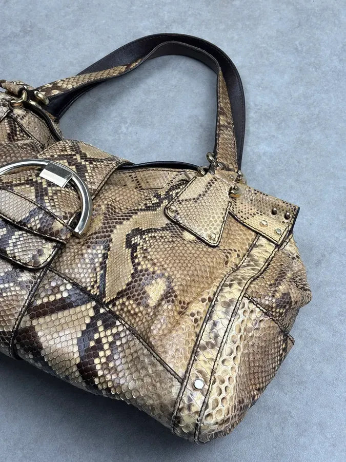 Sergio Rossi Beige Python Leather Handle Bag nZdYxZz 6