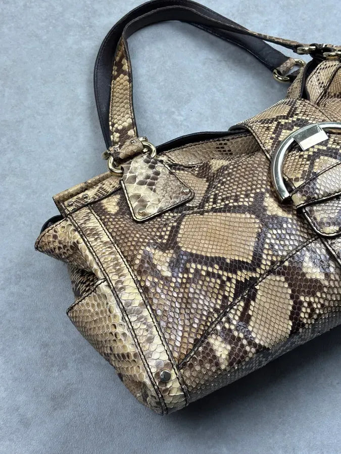 Sergio Rossi Beige Python Leather Handle Bag nZdYxZz 7