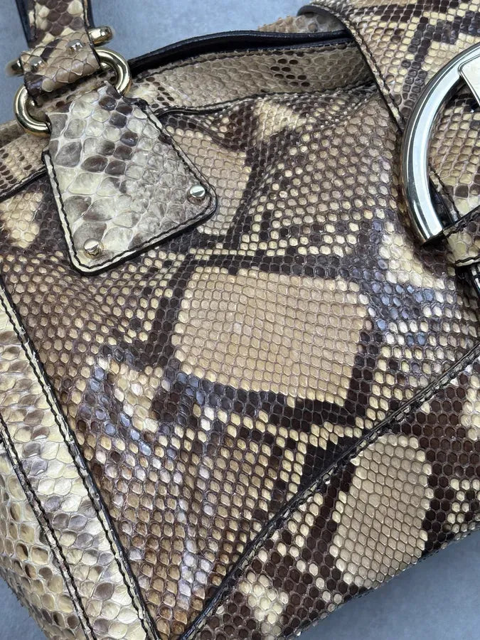 Sergio Rossi Beige Python Leather Handle Bag nZdYxZz 8