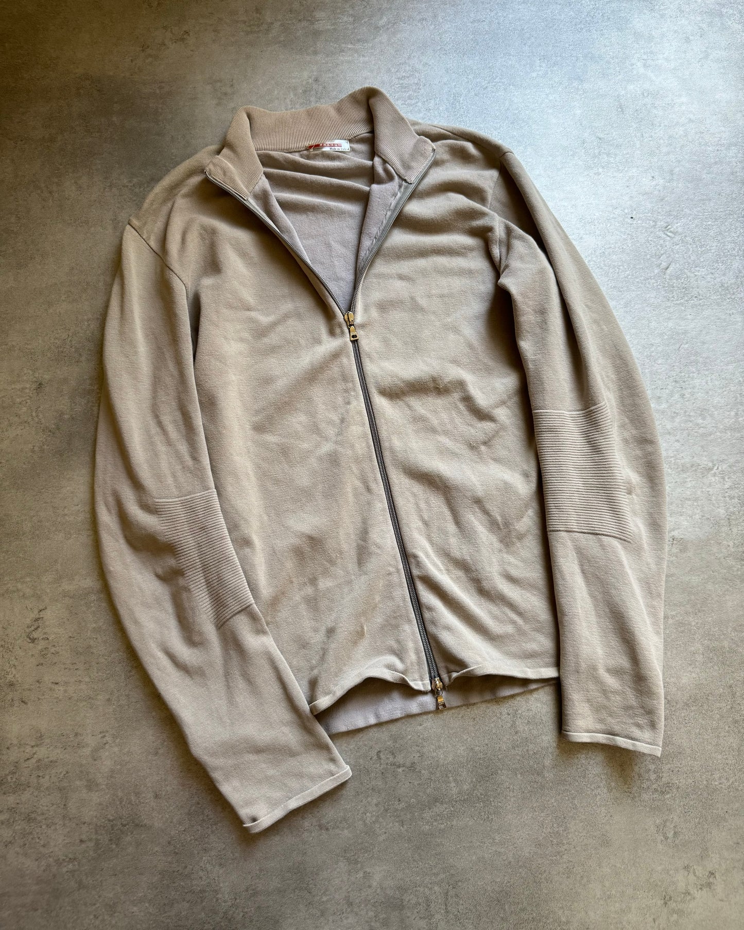 2000s Prada Beige Pure Zip-up Sweater (L) - 3