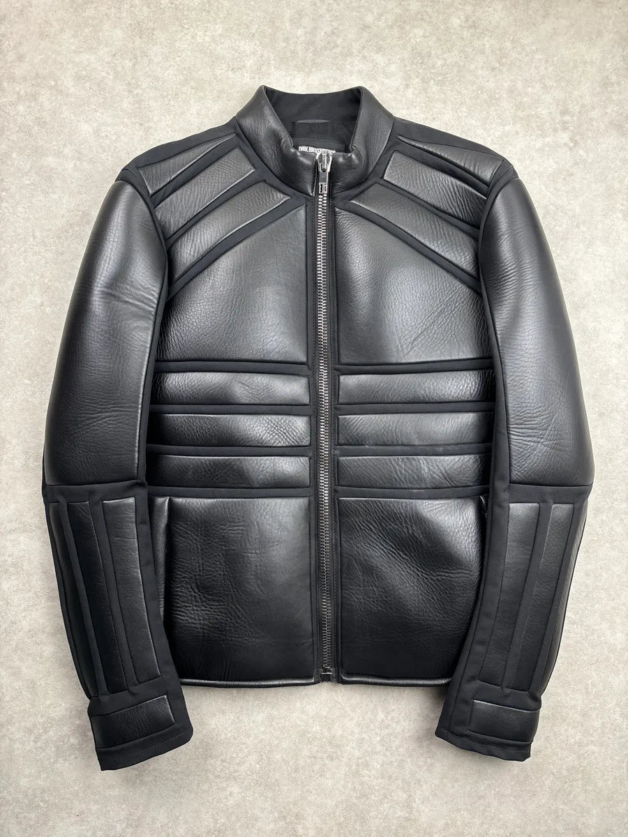 2010s Dirk Bikkembergs Black Leather Padded Moto Leather Jacket sglrgRPk 0