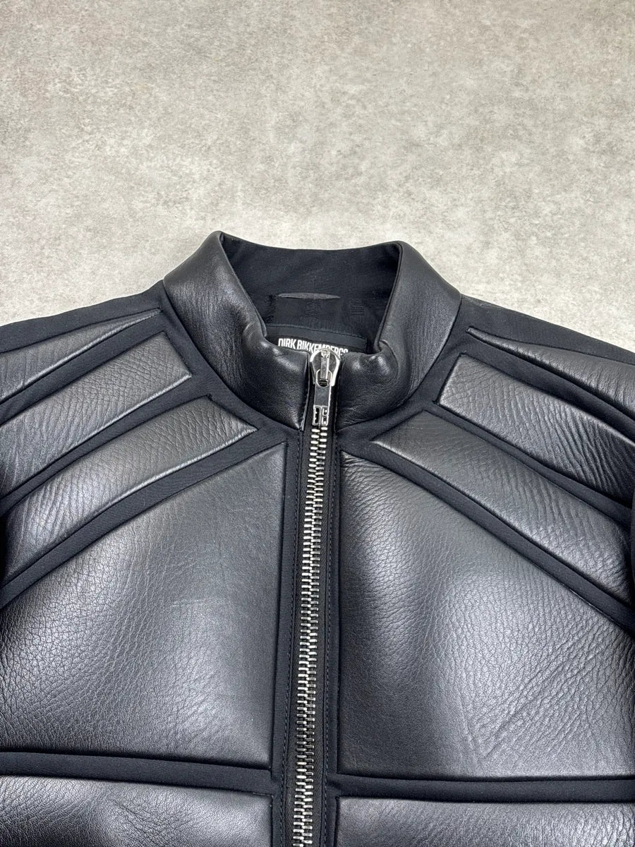2010s Dirk Bikkembergs Black Leather Padded Moto Leather Jacket sglrgRPk 6