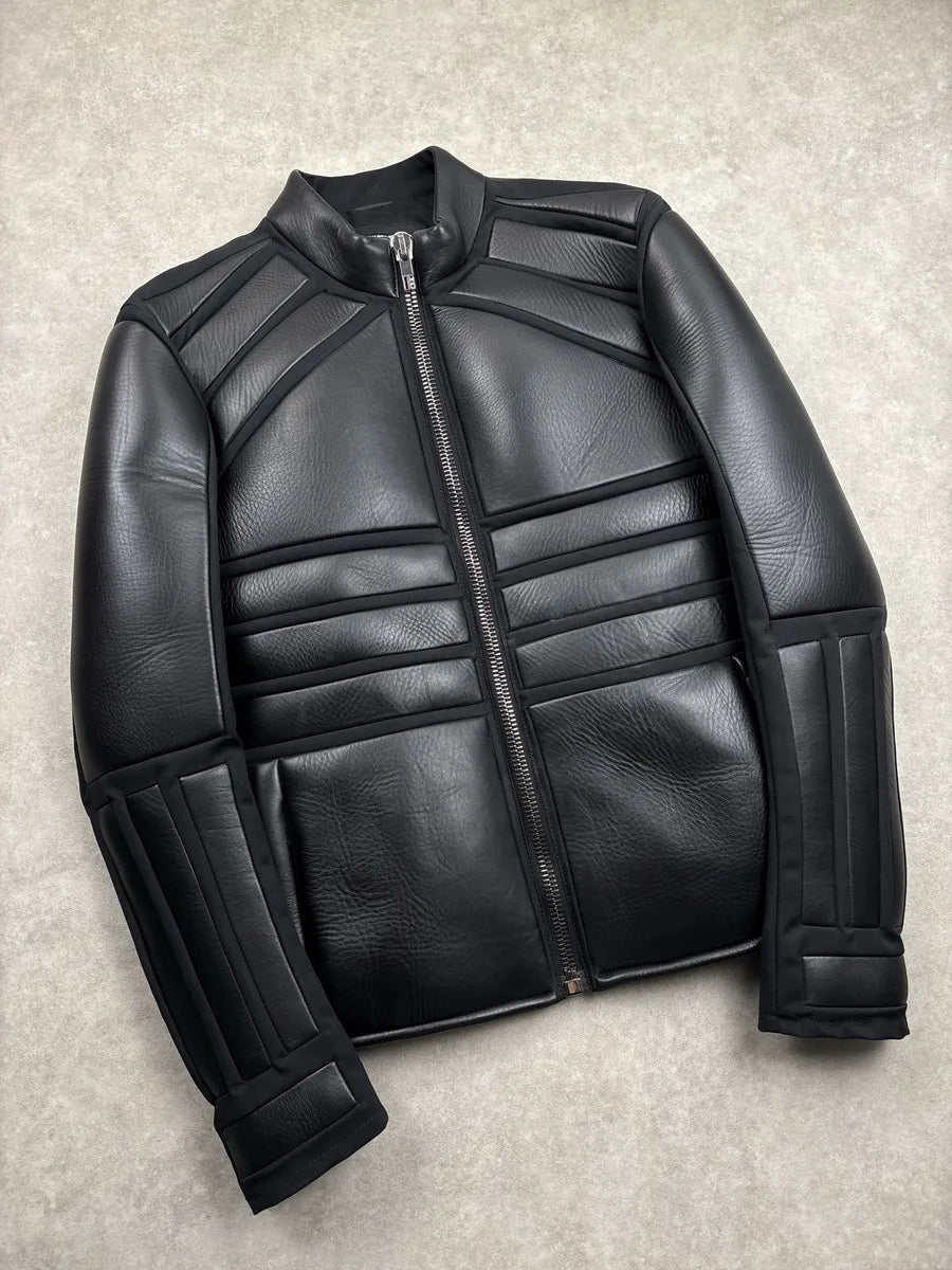 2010s Dirk Bikkembergs Black Leather Padded Moto Leather Jacket sglrgRPk 3