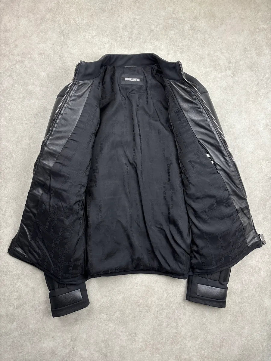 2010s Dirk Bikkembergs Black Leather Padded Moto Leather Jacket sglrgRPk 4