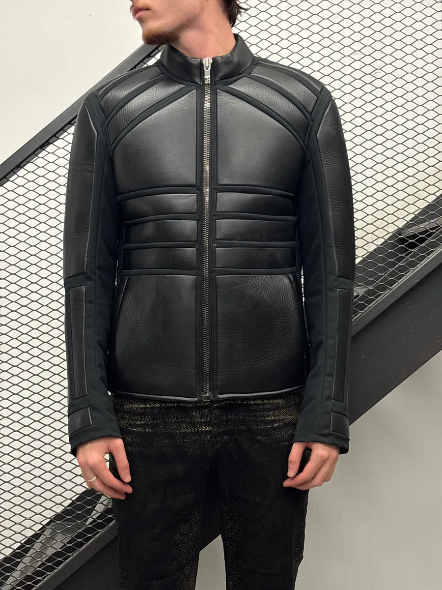 2010s Dirk Bikkembergs Black Leather Padded Moto Leather Jacket sglrgRPk 1