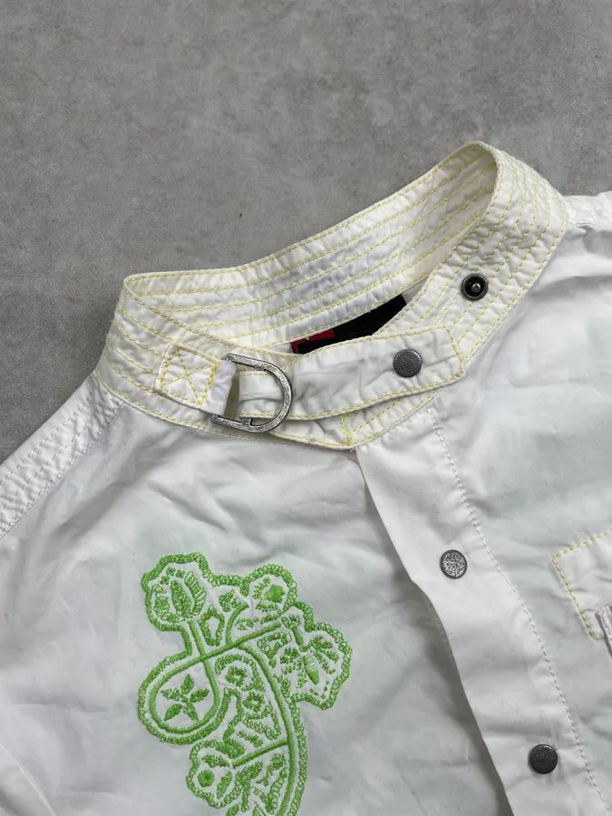 Diesel White Short Sleeves Embroidered Shirt GwGtYNL 5