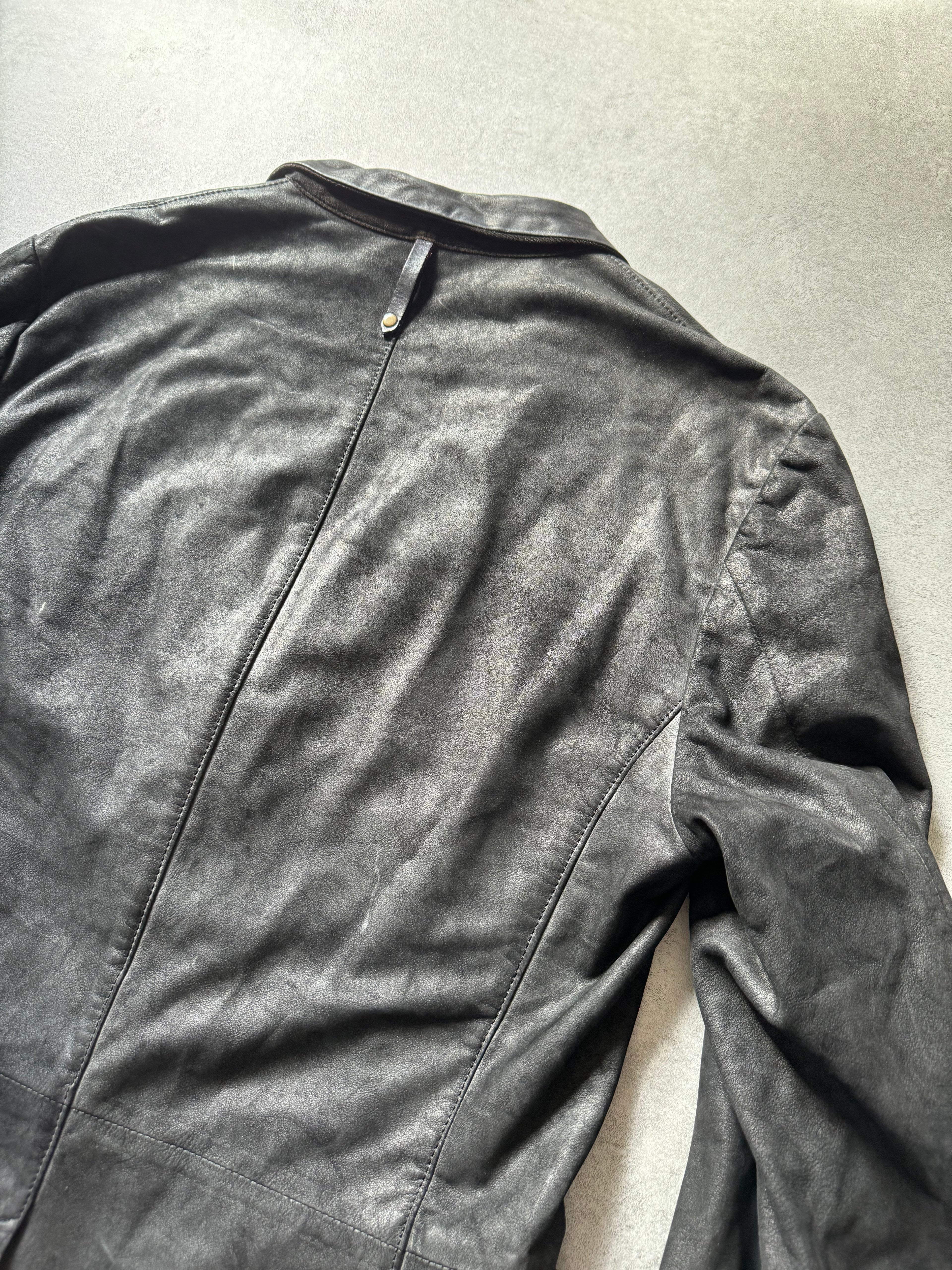 Isaac Sellam Experience Brut Shadow Dark Leather Trench Jacket (L) - 8