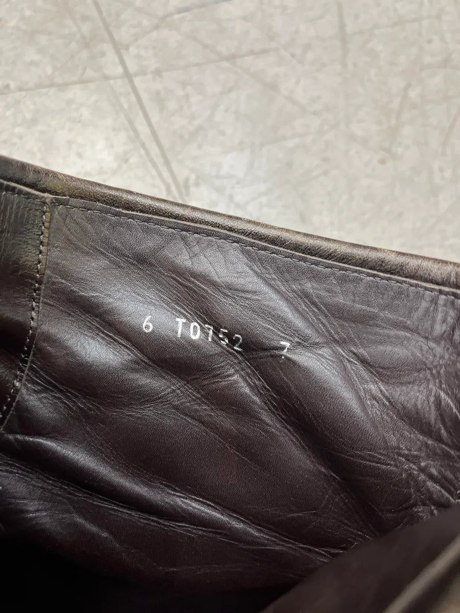 AW2014 Miu Miu Back Strap Padded Brown Leather Boots skLhEufv 10
