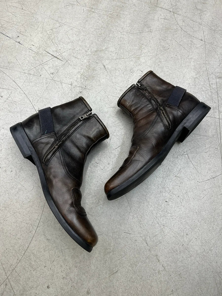 AW2014 Miu Miu Back Strap Padded Brown Leather Boots skLhEufv 2