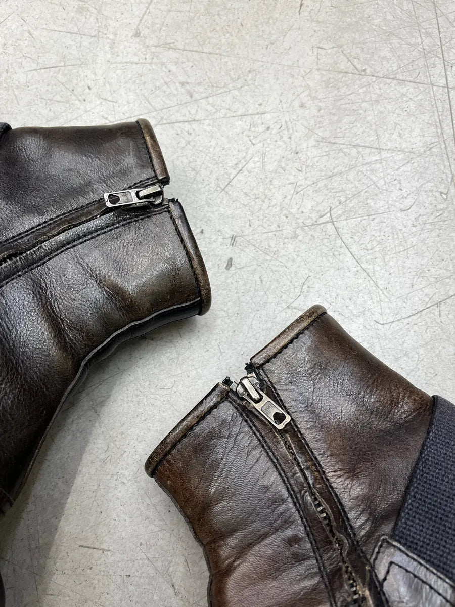 AW2014 Miu Miu Back Strap Padded Brown Leather Boots skLhEufv 4