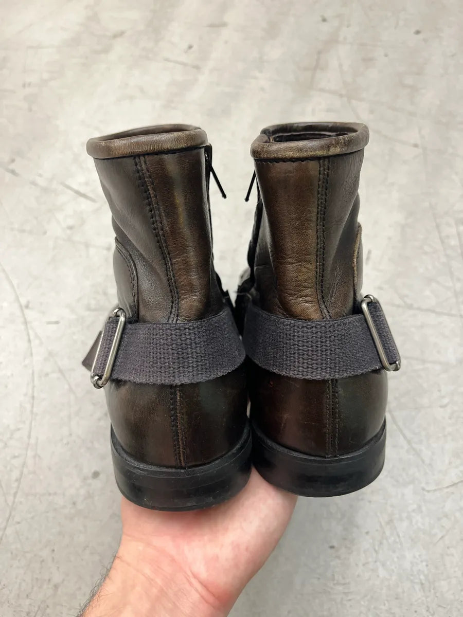 AW2014 Miu Miu Back Strap Padded Brown Leather Boots skLhEufv 7