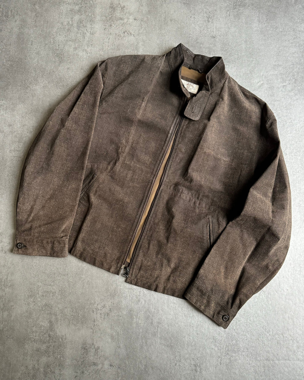 1990s Armani Brown Leather Light Biker Brown Jacket  (M/L) - 3