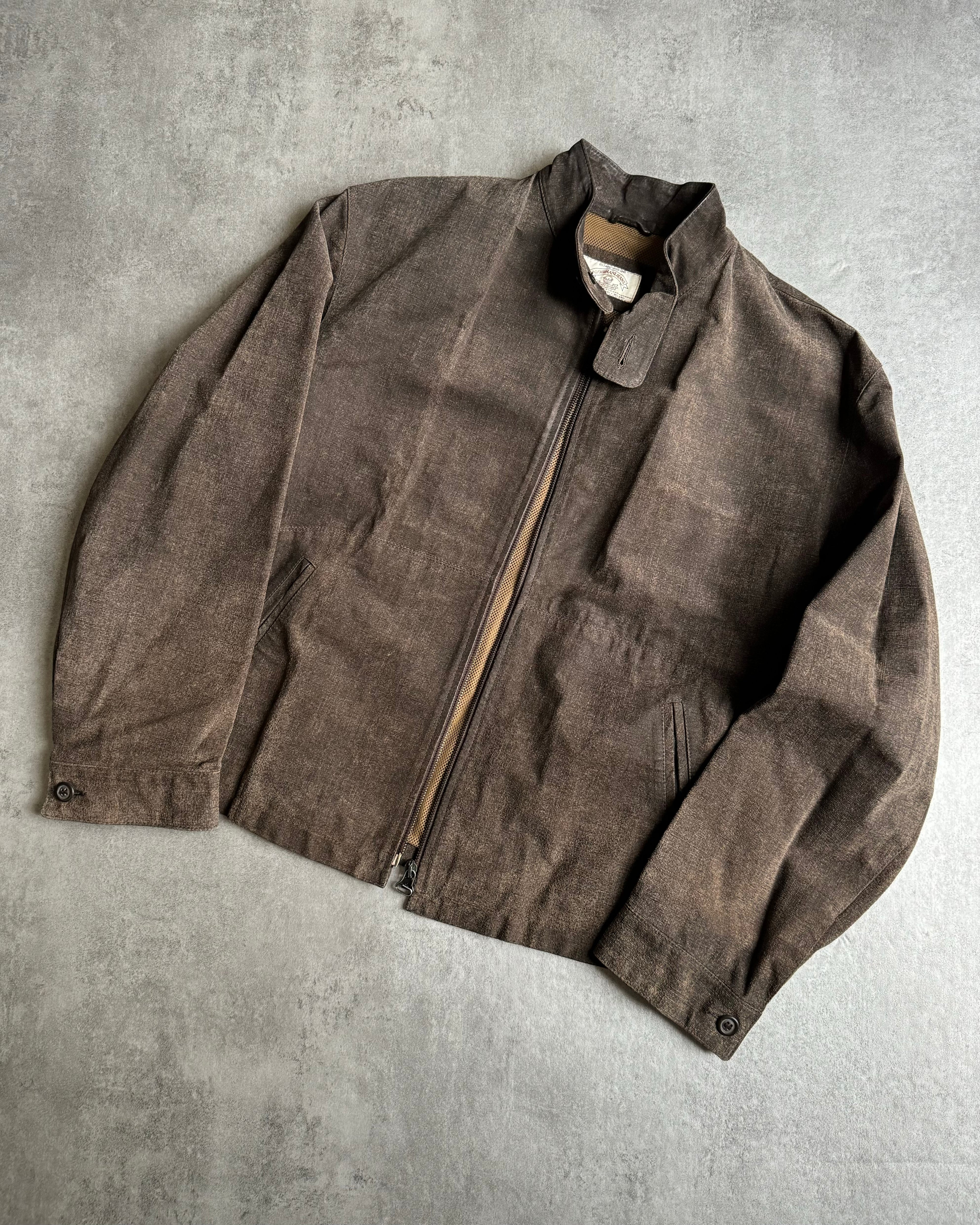 1990s Armani Brown Leather Light Biker Brown Jacket  (M/L) - 3