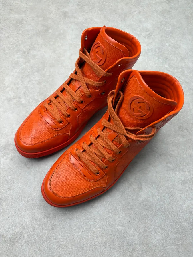 Gucci Orange Monogram High Sneakers PwkMkGl 2