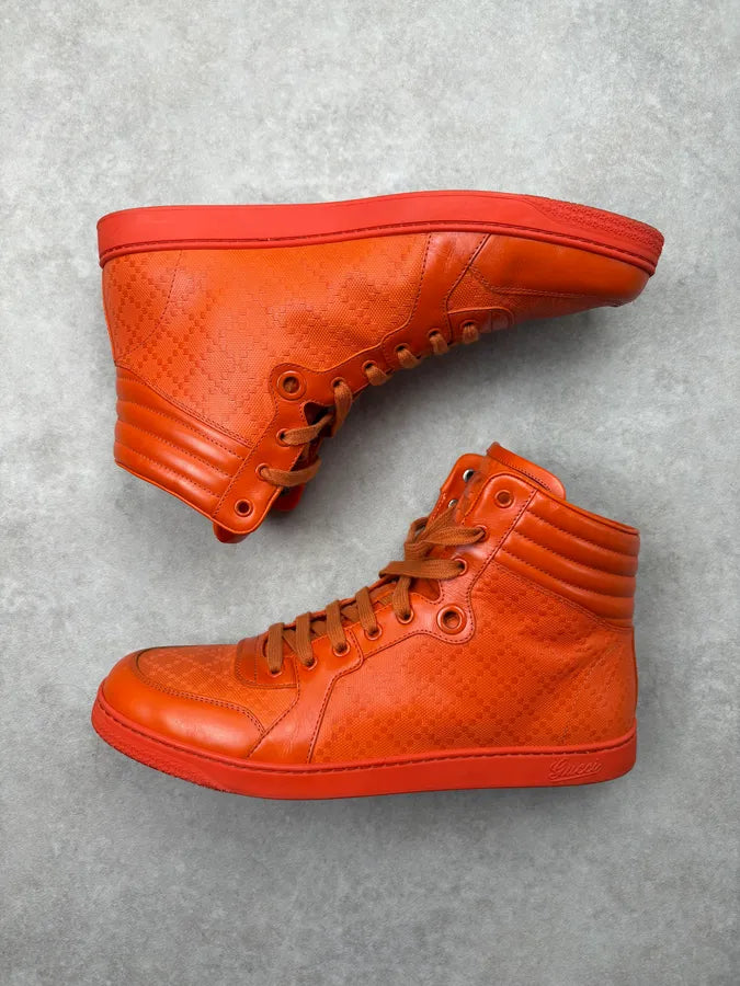 Gucci Orange Monogram High Sneakers PwkMkGl 3