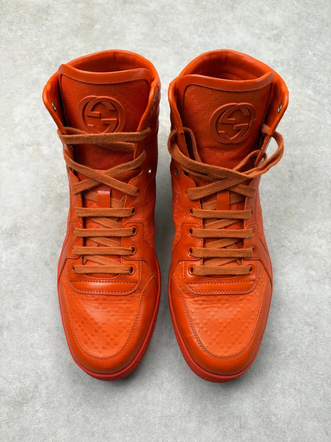Gucci Orange Monogram High Sneakers PwkMkGl 1