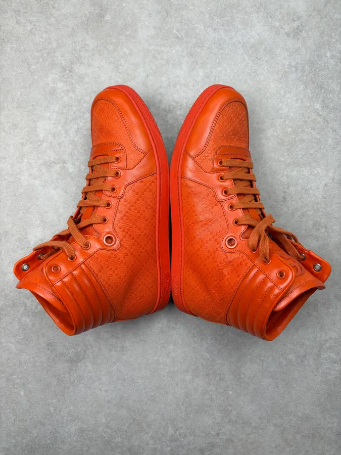 Gucci Orange Monogram High Sneakers PwkMkGl 5
