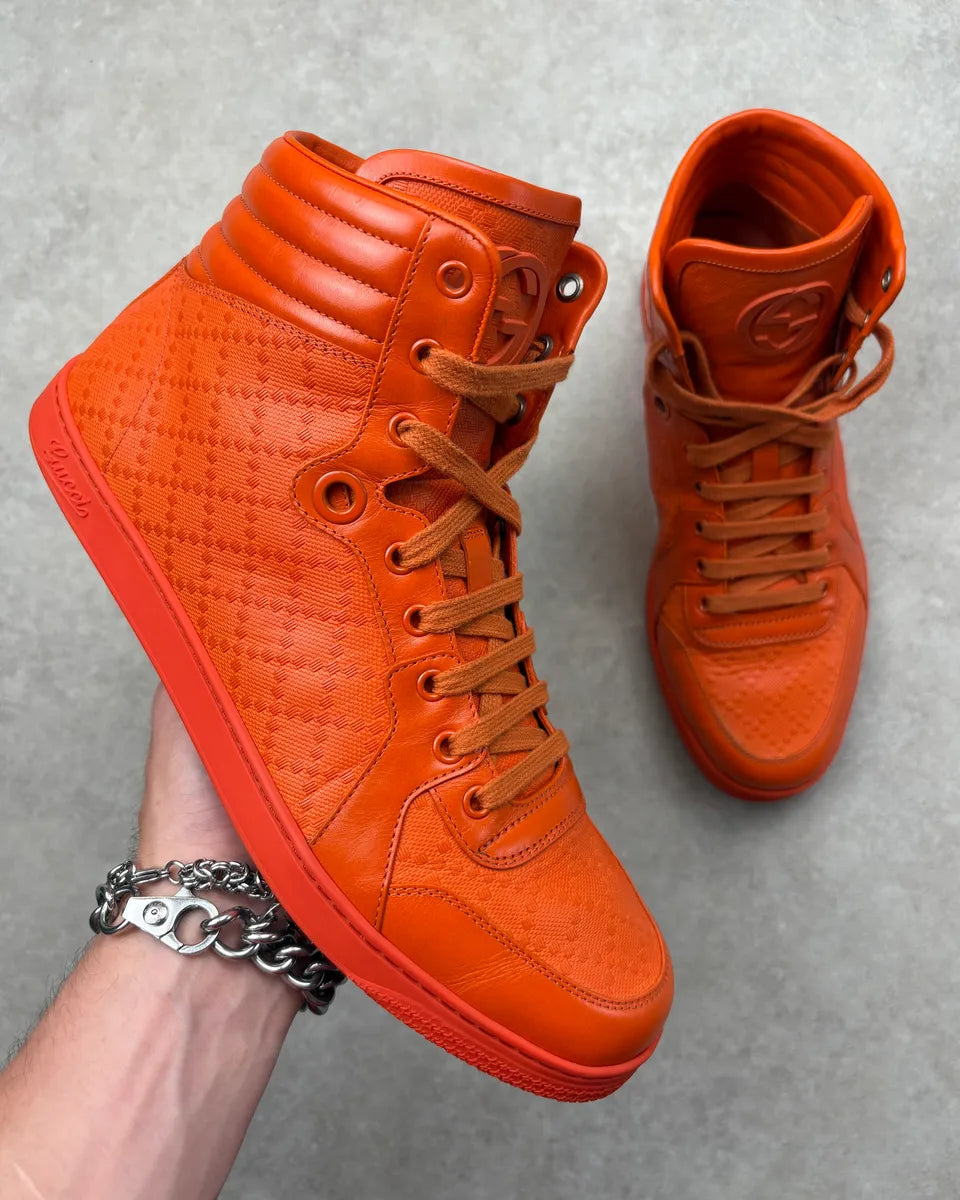 Gucci Orange Monogram High Sneakers PwkMkGl 0