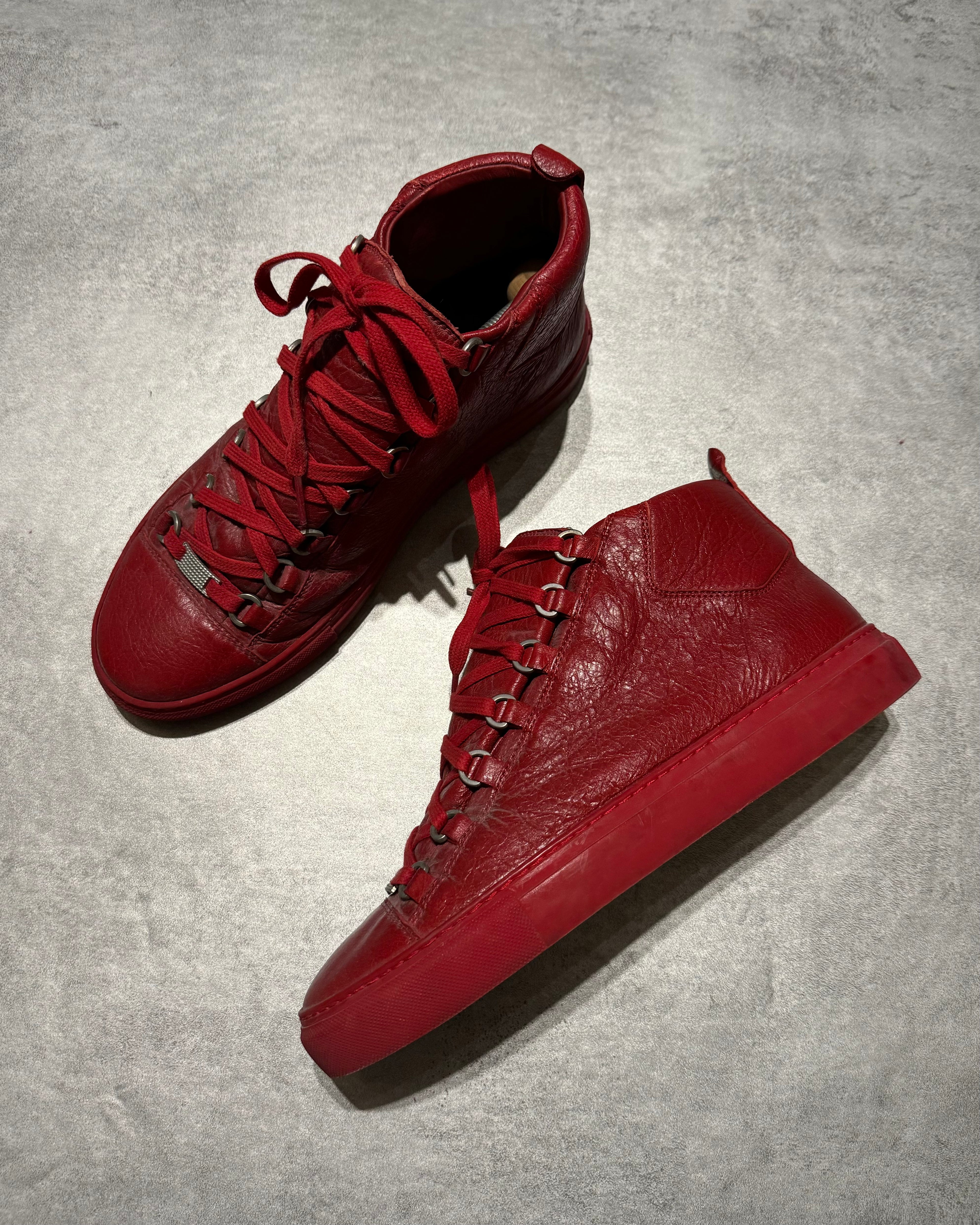 Balenciaga Arena Red High Top Leather Sneakers (41,5) - 7