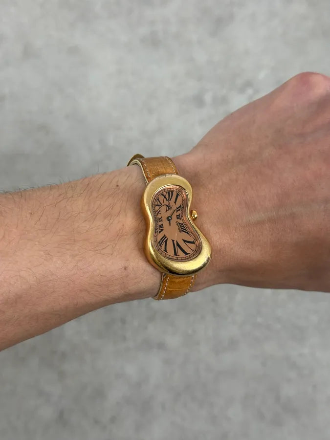 Softwatch Salvador Dali Pink Gold Leather Melting Clock Watch nKeXcla 1