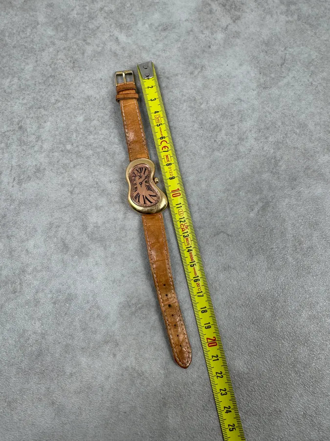 Softwatch Salvador Dali Pink Gold Leather Melting Clock Watch nKeXcla 12