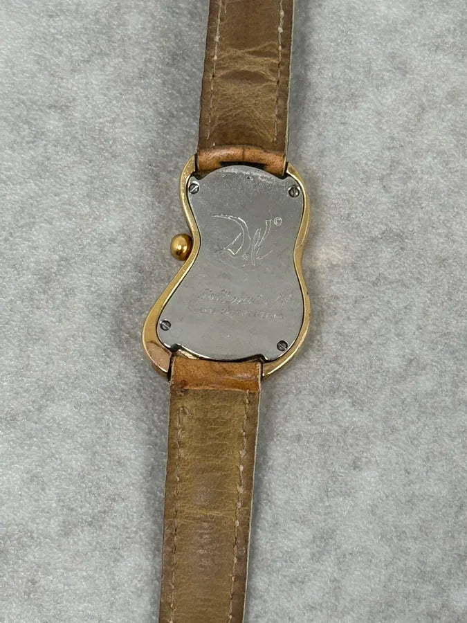 Softwatch Salvador Dali Pink Gold Leather Melting Clock Watch nKeXcla 5
