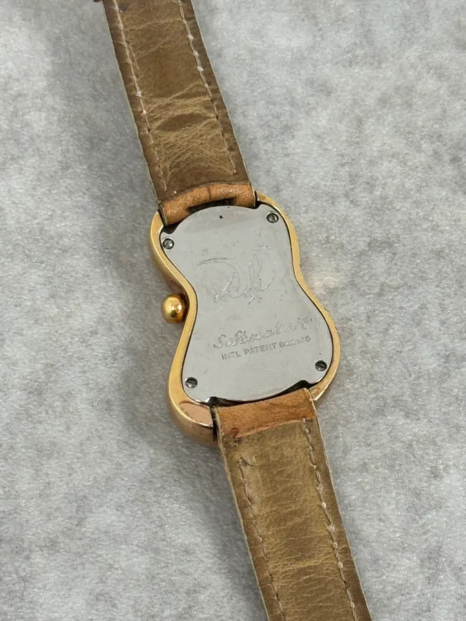 Softwatch Salvador Dali Pink Gold Leather Melting Clock Watch nKeXcla 8
