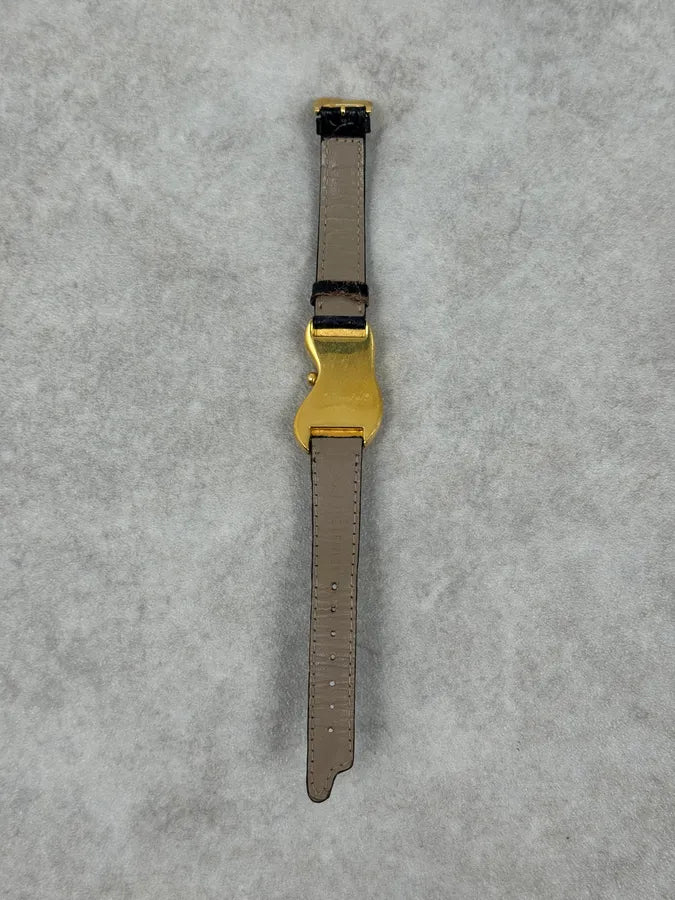 Softwatch Salvatore Dali Black Leather Melting Gold Dial Watch TPxVOyx 6