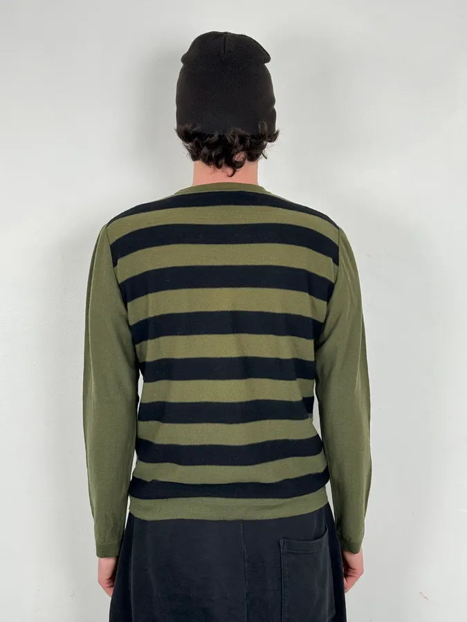 Sonia Rykiel Khaki & Black Merino Wool Striped Crewneck Sweater DybzcQb 2