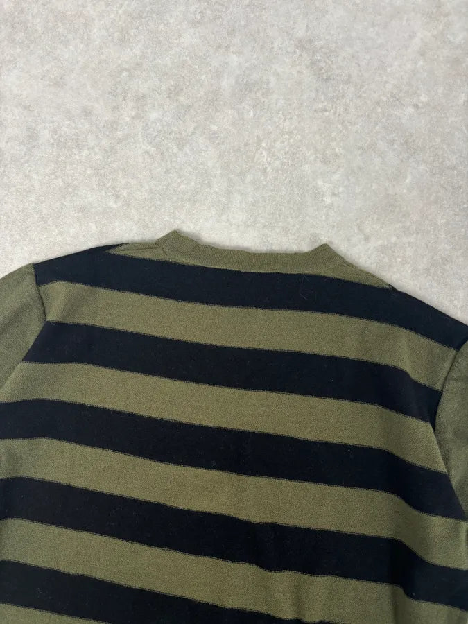 Sonia Rykiel Khaki & Black Merino Wool Striped Crewneck Sweater DybzcQb 5
