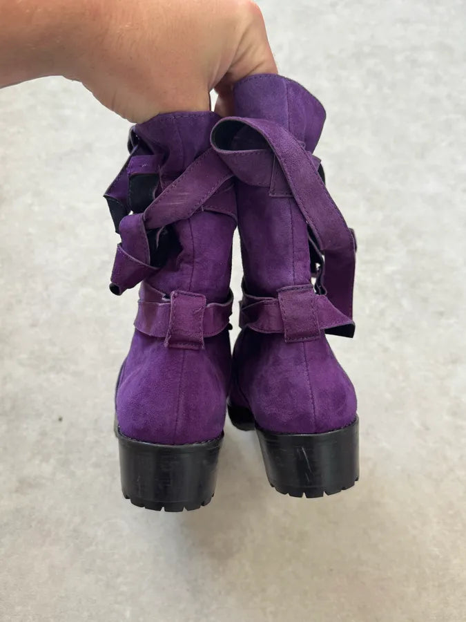 Sonia Rykiel Purple Suede Ankle Boots hTsBWCv 6