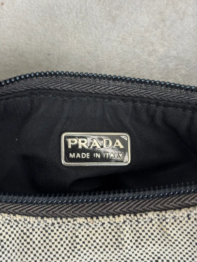 SS1999 Prada Grey Canvas Logo Hobo Bag YXHekrO 12