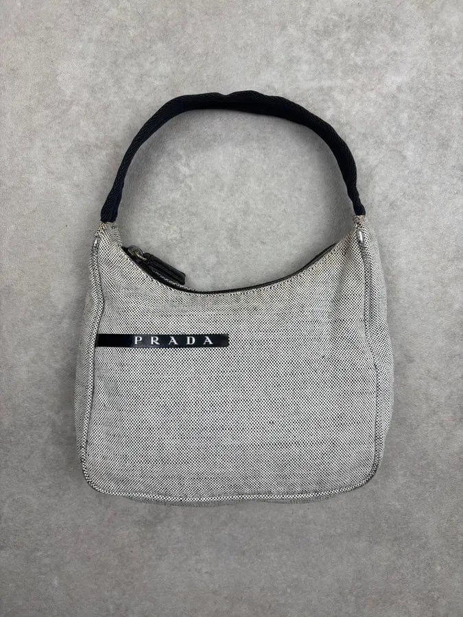 SS1999 Prada Grey Canvas Logo Hobo Bag YXHekrO 0