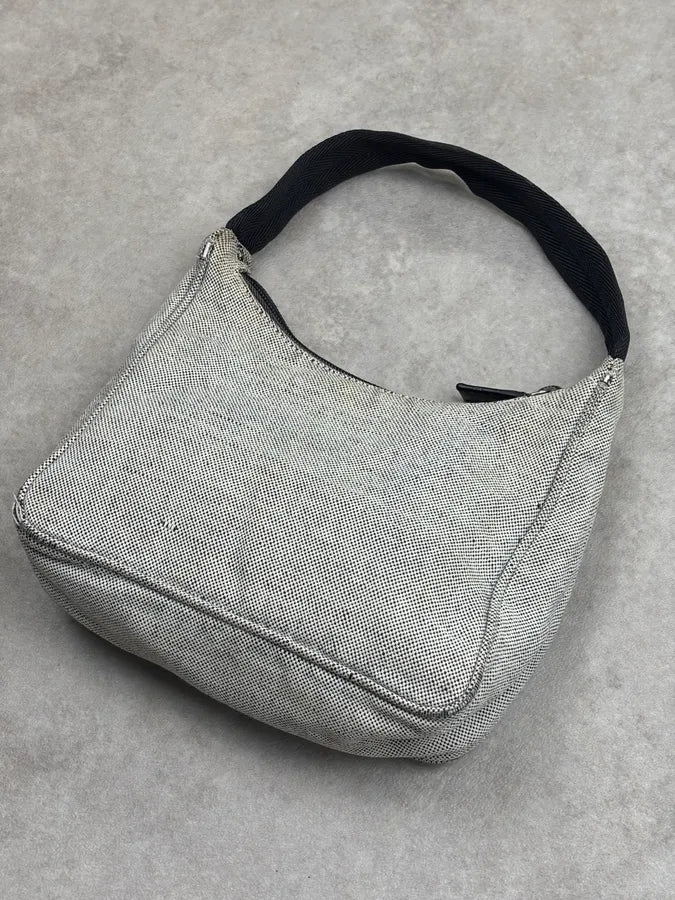 SS1999 Prada Grey Canvas Logo Hobo Bag YXHekrO 9