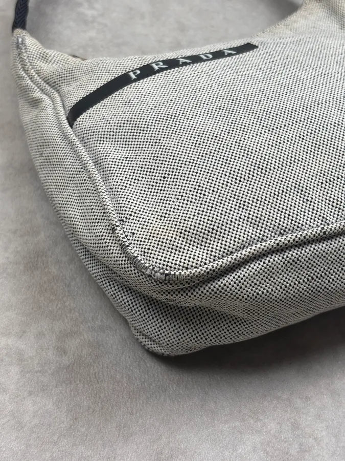 SS1999 Prada Grey Canvas Logo Hobo Bag YXHekrO 7