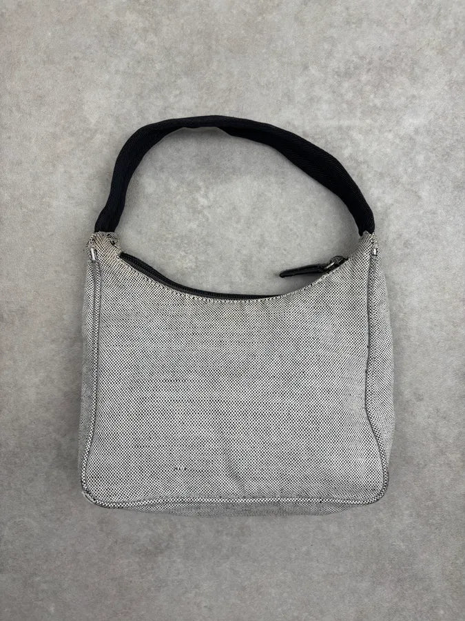 SS1999 Prada Grey Canvas Logo Hobo Bag YXHekrO 8