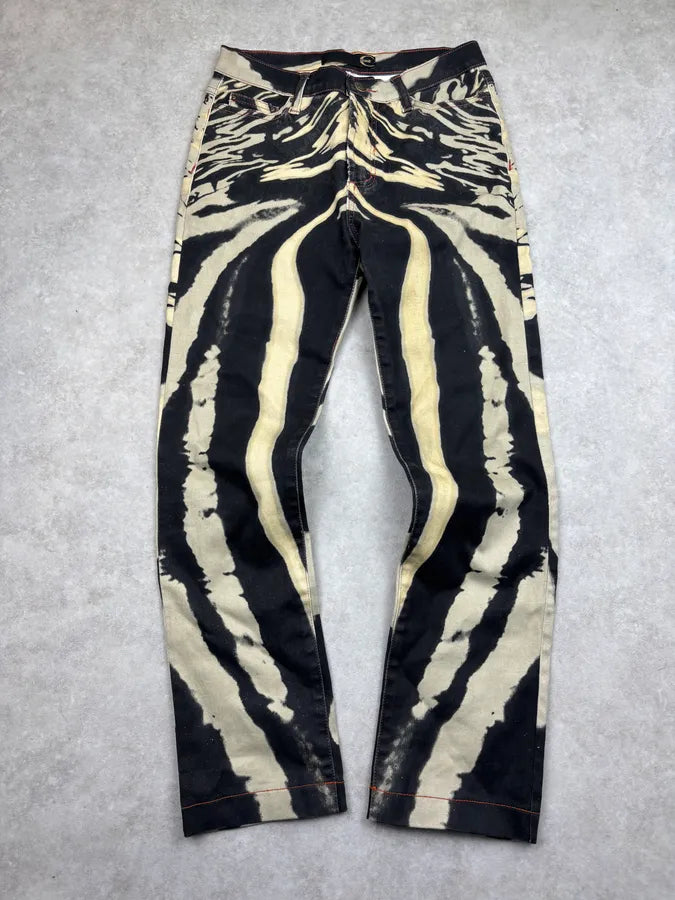 SS2002 Cavalli Beige & Black Zebra Hallucination Pants sqJgGMg 0