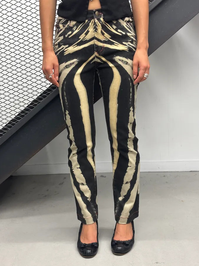 SS2002 Cavalli Beige & Black Zebra Hallucination Pants sqJgGMg 1