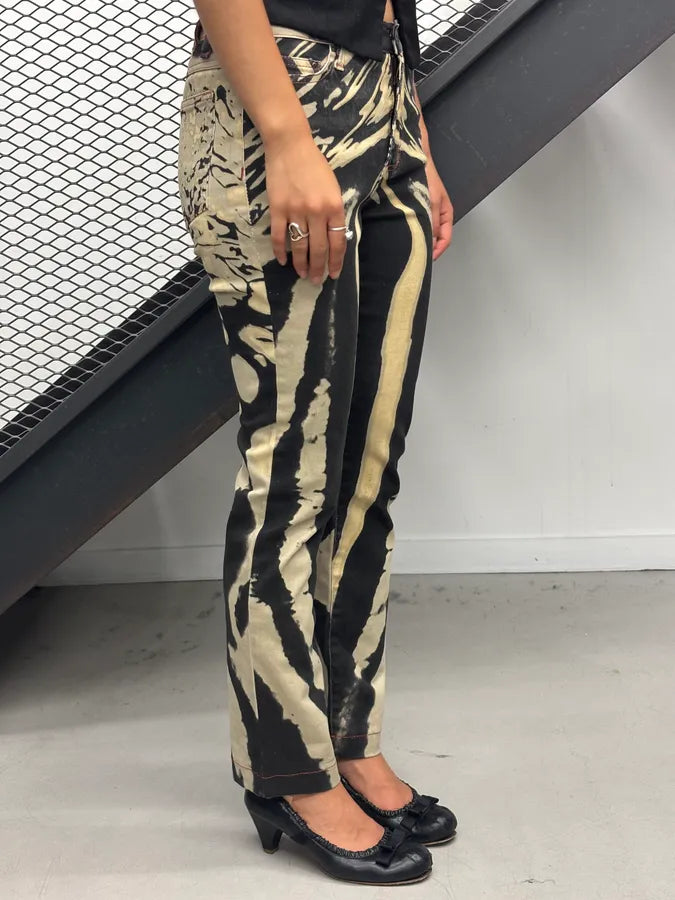 SS2002 Cavalli Beige & Black Zebra Hallucination Pants sqJgGMg 2
