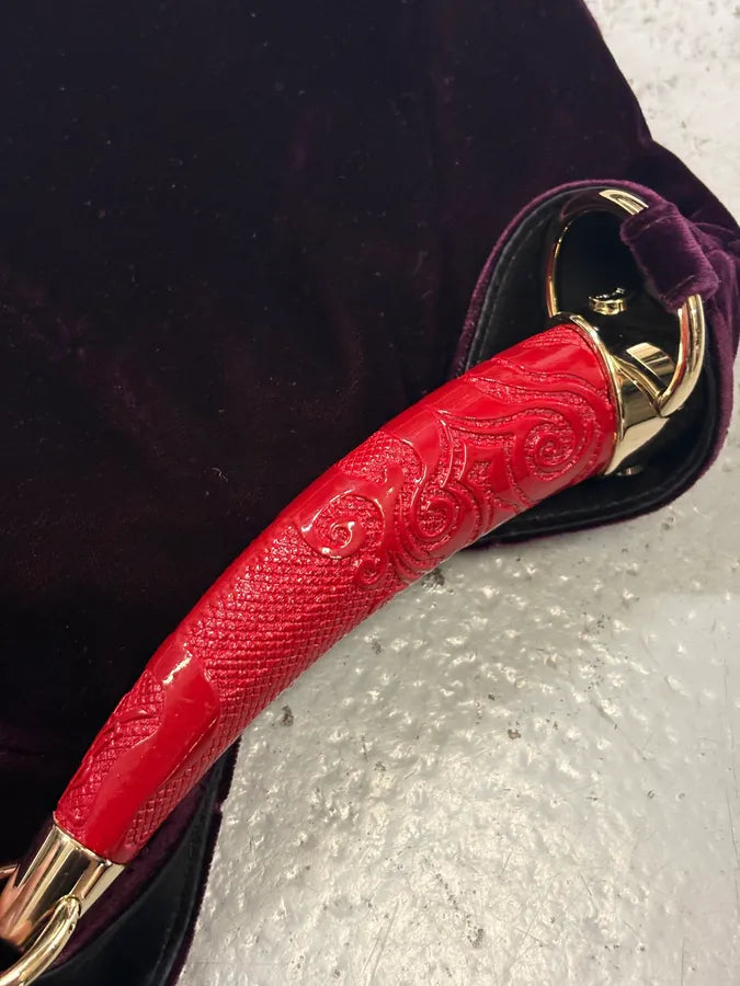 SS2002 Yves Saint Laurent Dark Purple Velvet Mombasa Handle Bag XnSvwKR 5