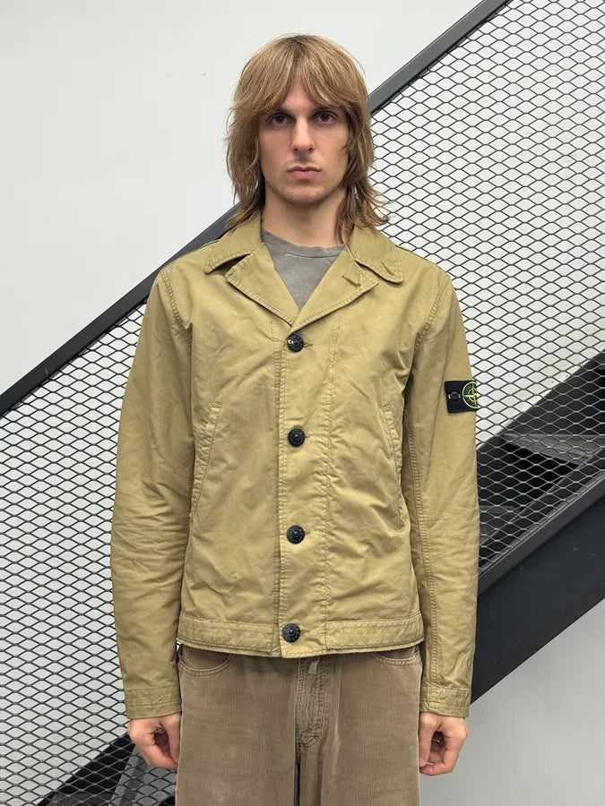 2000s Stone Island Beige Buttoned Military Light Jacket vjeZwnf 0