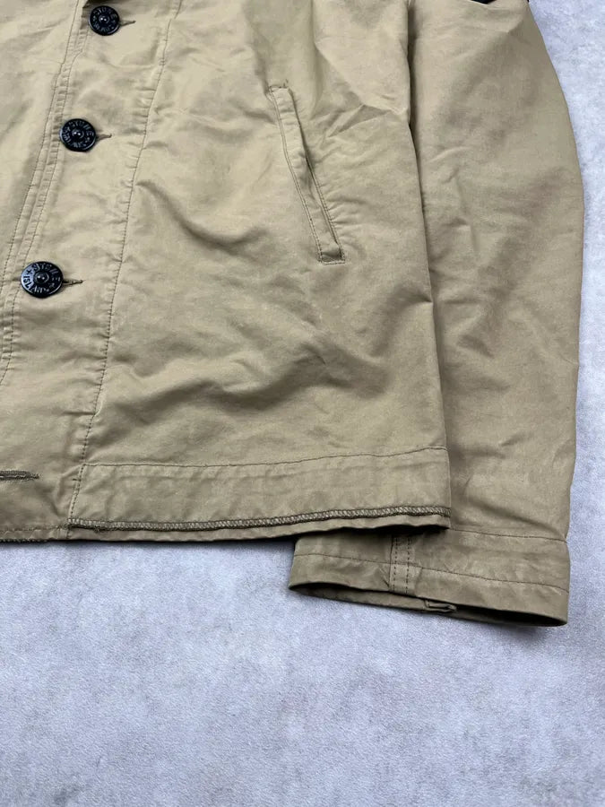 2000s Stone Island Beige Buttoned Military Light Jacket vjeZwnf 9