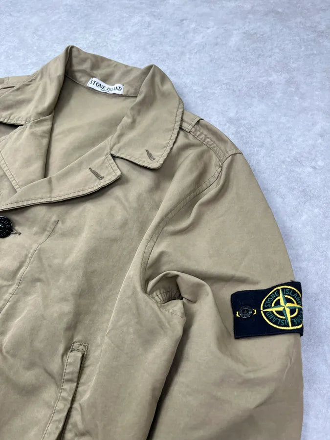 2000s Stone Island Beige Buttoned Military Light Jacket vjeZwnf 8