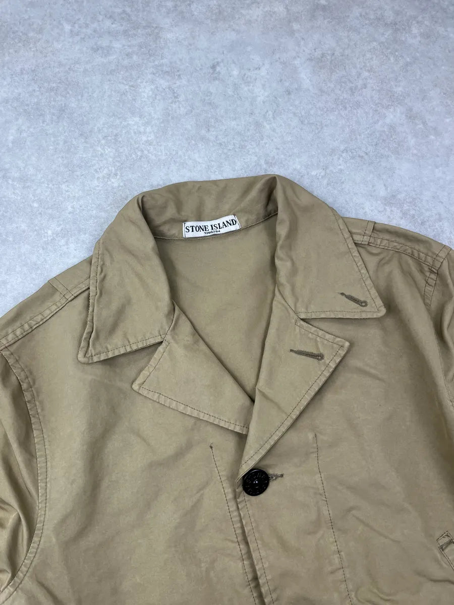 2000s Stone Island Beige Buttoned Military Light Jacket vjeZwnf 5