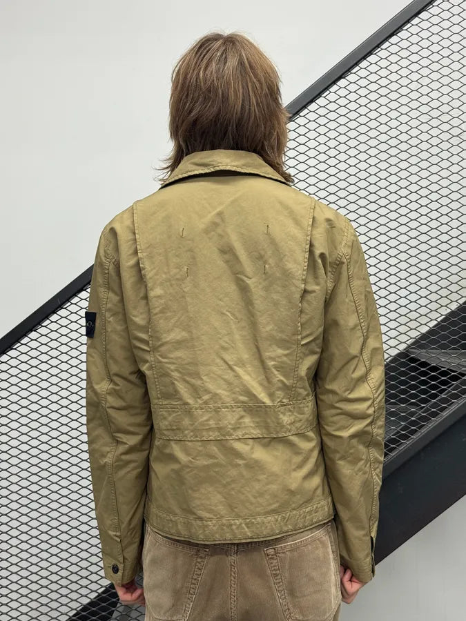 2000s Stone Island Beige Buttoned Military Light Jacket vjeZwnf 2