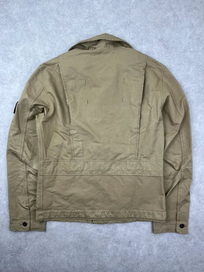 2000s Stone Island Beige Buttoned Military Light Jacket vjeZwnf 4
