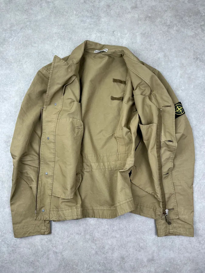2000s Stone Island Beige Buttoned Military Light Jacket vjeZwnf 7