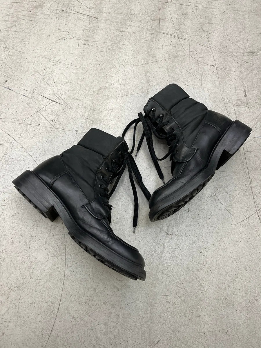 2000s Prada Military Black Lace-Up Leather Boots sqZPTKYS 2
