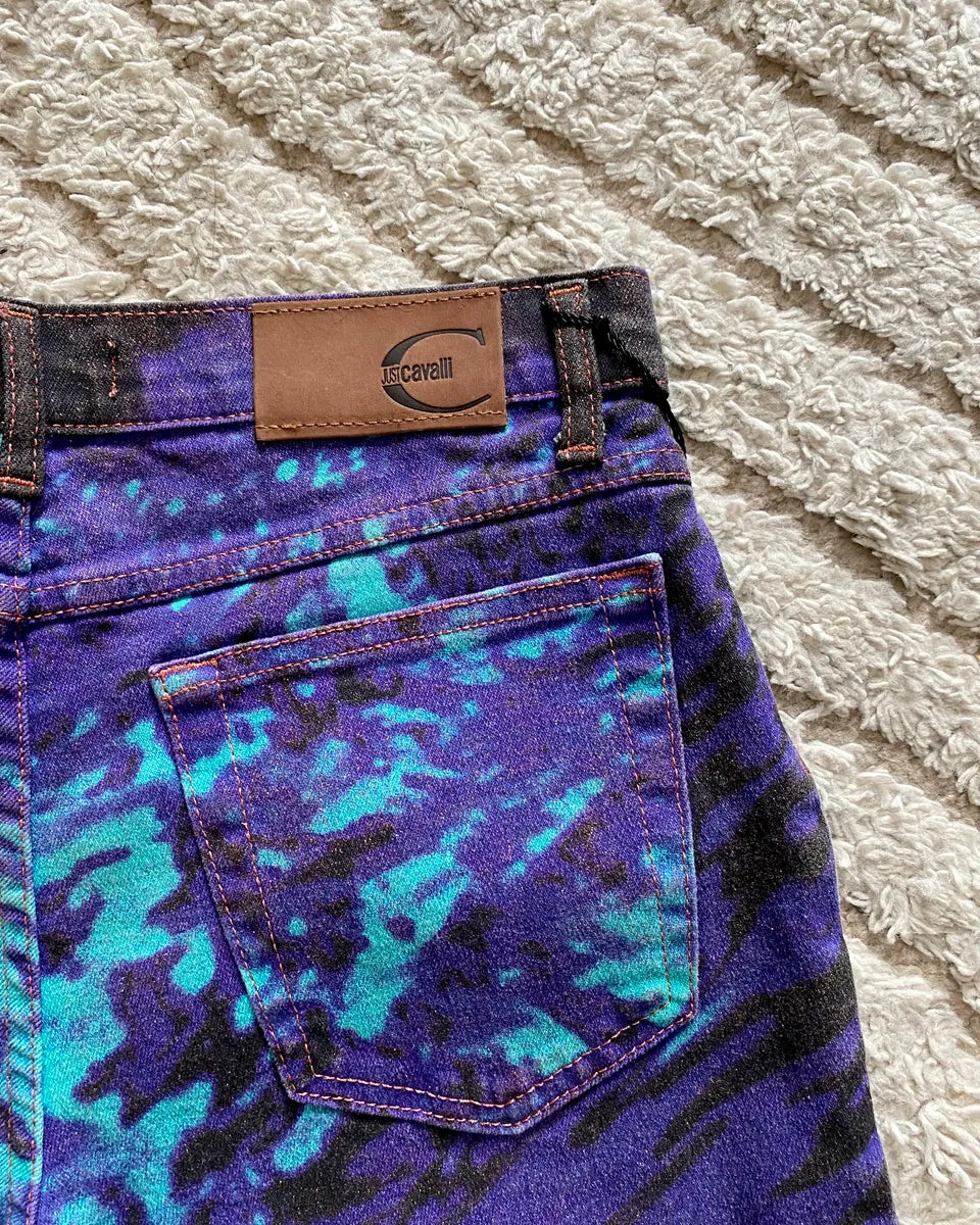SS2002 Just Cavalli Hallucination purple Zebra Design Jeans PJEKVGX 9