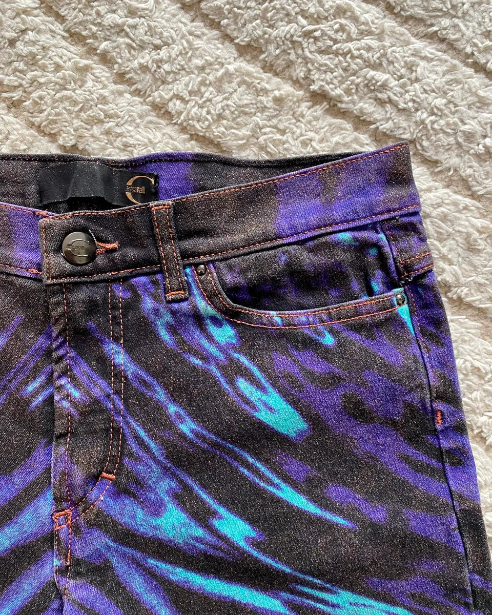 SS2002 Just Cavalli Hallucination purple Zebra Design Jeans PJEKVGX 6